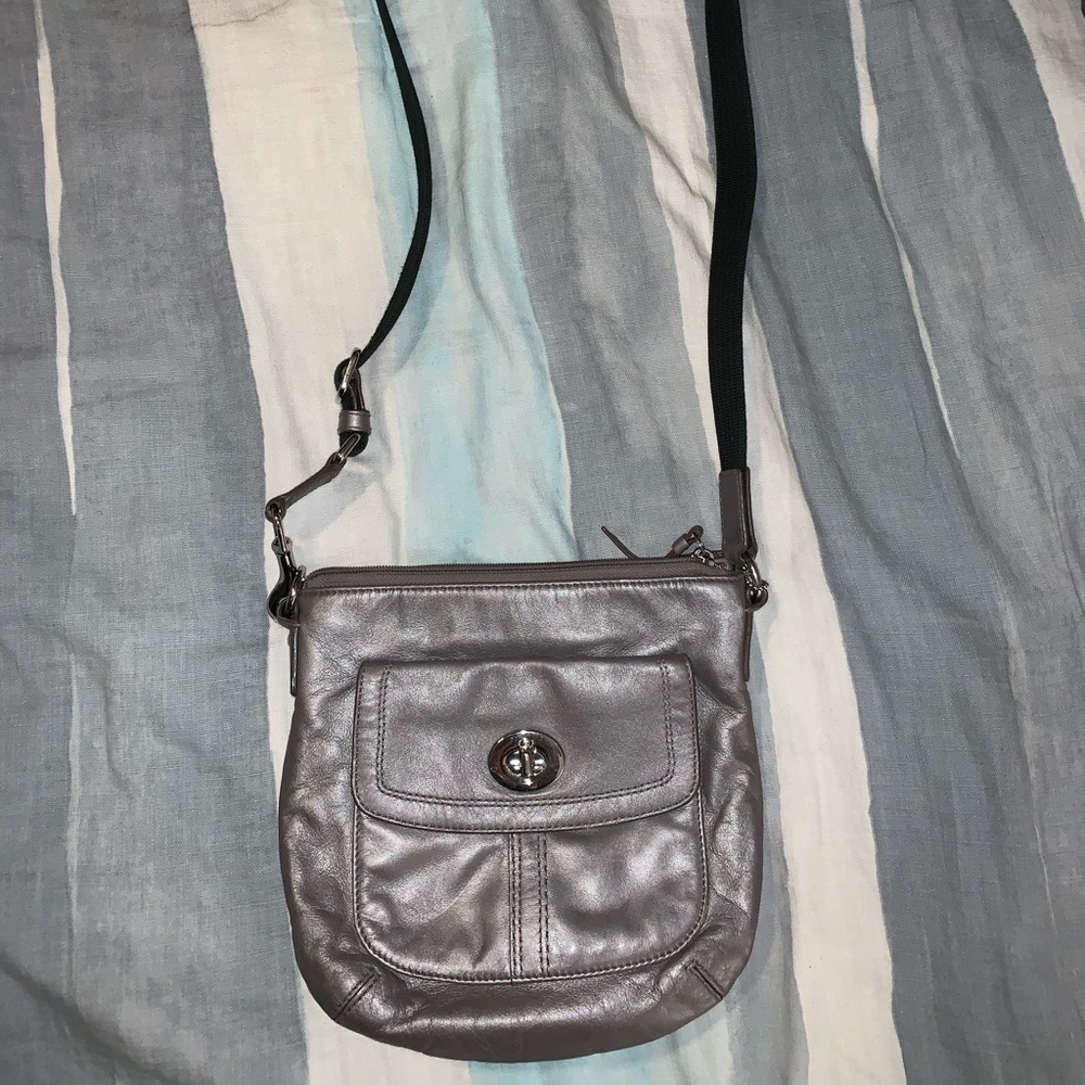 Coach Silver Leather Crossbody Bag